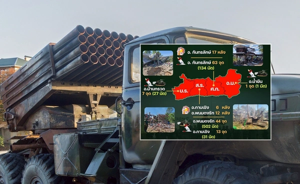 กองทัพภาคที่ 2 อัปเดตความเสียหายกัมพูชาใช้  BM-21 โจมตีพื้นที่พลเรือน 