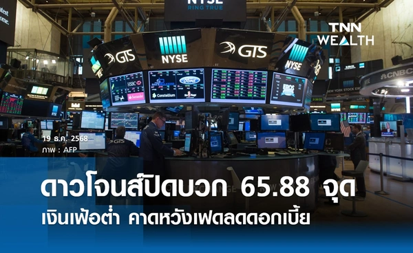 หุ้นดาวโจนส์วันนี้ 19 ธันวาคม 2568 ปิดบวก 65.88 จุด เงินเฟ้อต่ำคาดหวังเฟดลดดอกเบี้ย