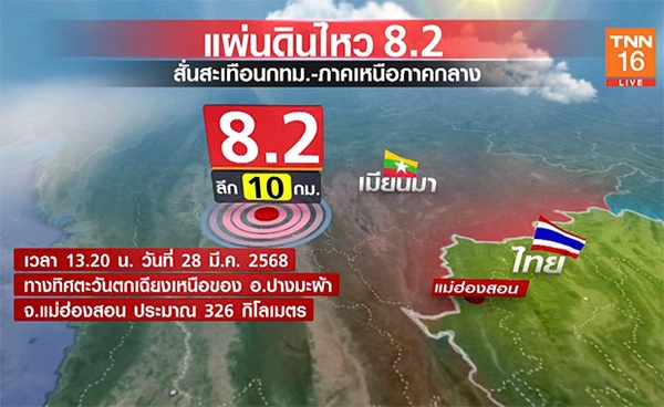 ดูสด เกาะติดสถานการณ์แผ่นดินไหวเมียนมา กระทบไทย  ได้ที่นี่ 