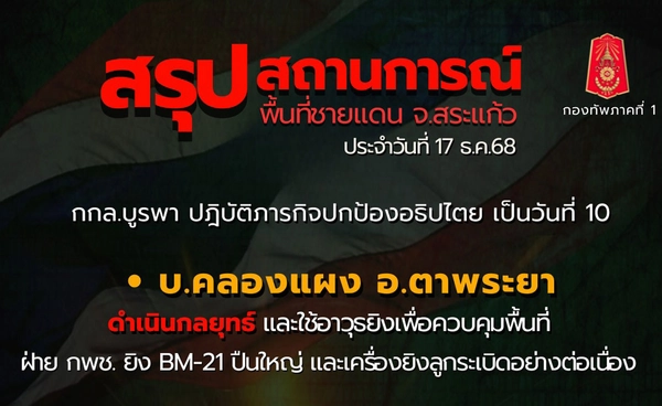 กองทัพภาคที่ 1 ขอยืนยันจะยืนหยัดปฏิบัติตามภารกิจอย่างเต็มกำลังความสามารถ