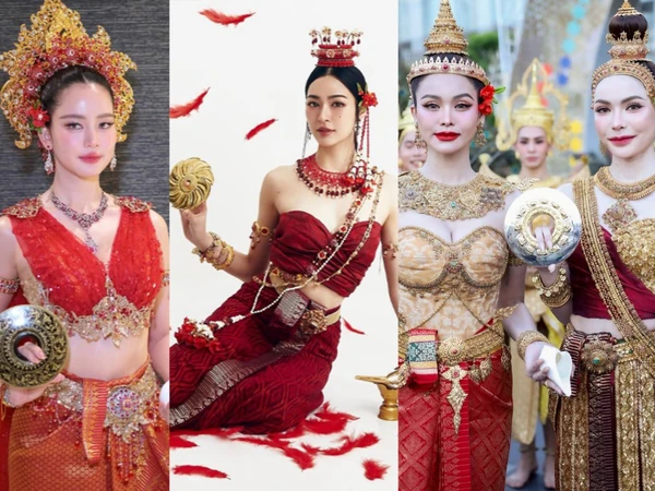 "ทุงสะเทวี" งามล้ำ รวมดาราสาวไทยแปลงโฉมเป็นนางสงกรานต์ 2568