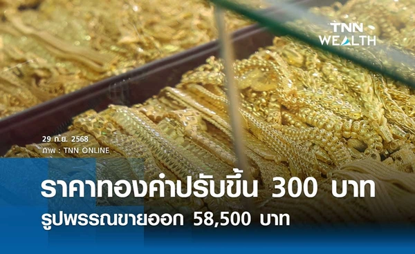 ราคาทองคำวันนี้ 29 ก.ย. 2568 เปิดตลาดปรับเพิ่มขึ้น 300 บาท รูปพรรณขายออก 58,500 บาท