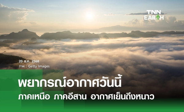 พยากรณ์อากาศวันนี้ 20 ธันวาคม 2568 ภาคเหนือ ภาคอีสาน อากาศเย็นถึงหนาว