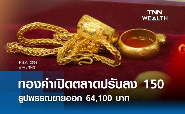 ราคาทองคำวันนี้ 9 ธ.ค. 2568 เปิดตลาดปรับลง 150 รูปพรรณขายออก 64,100 บาท