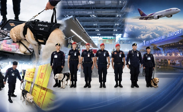 AOT ผนึกตำรวจ K-9 คุมเข้มสกัดยาเสพติดในสนามบิน