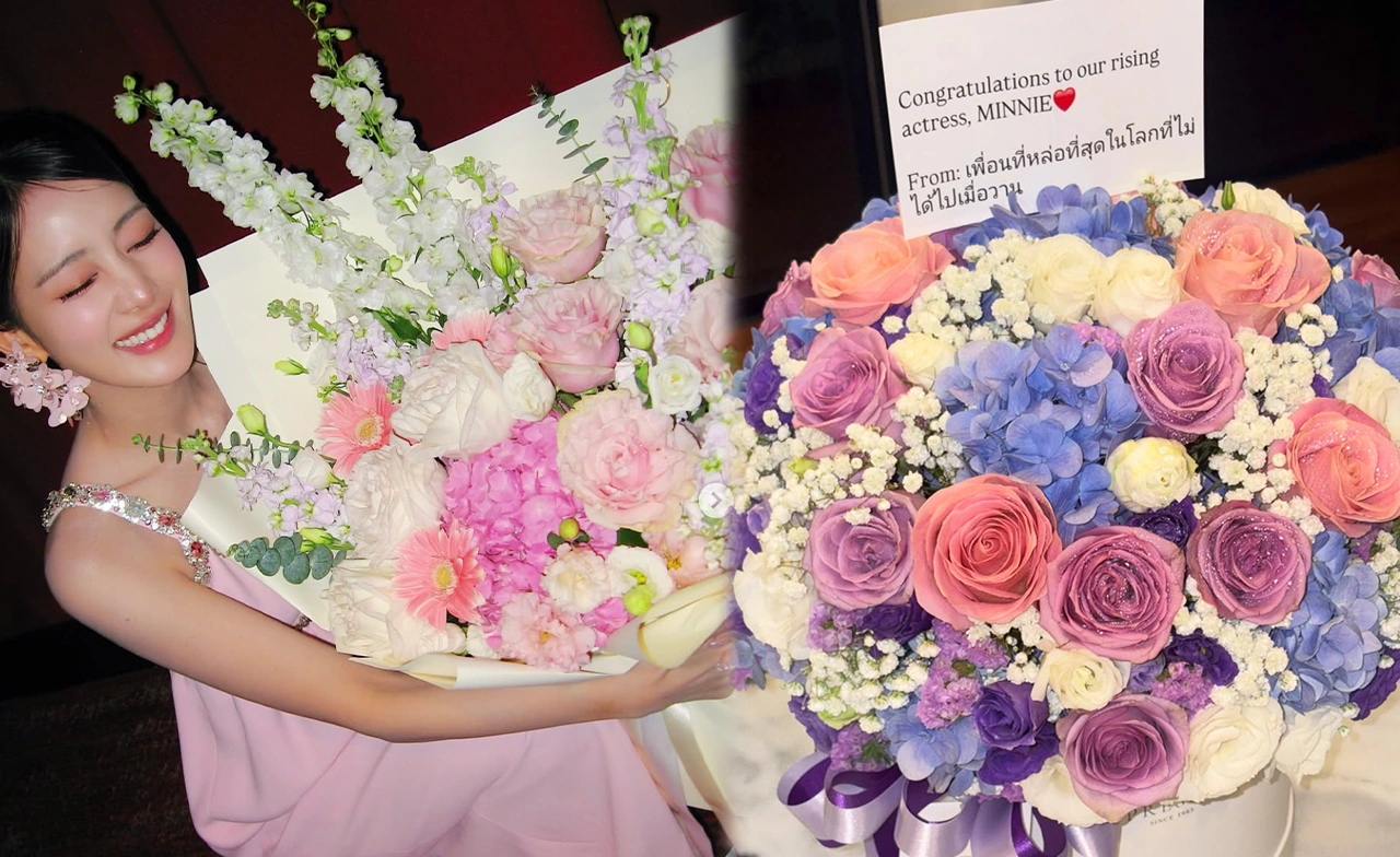 มิตรภาพแทกุกไลน์ "ลิซ่า" - "แบมแบม" ส่งดอกไม้ร่วมยินดี "มินนี่"