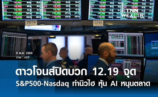 หุ้นดาวโจนส์วันนี้ 9 พฤษภาคม 2569 ปิดบวก 12.19 จุด หุ้น AI หนุนตลาด