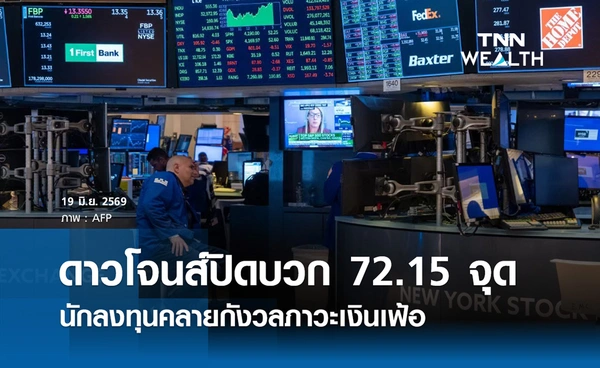 หุ้นดาวโจนส์วันนี้ 19 มิ.ย. 2569 ปิดบวก 72.15 จุด นักลงทุนคลายกังวลภาวะเงินเฟ้อ