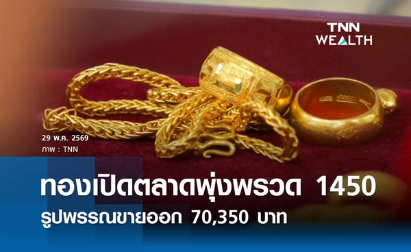 ราคาทองคำวันนี้ 29 พ.ค. 2569 เปิดตลาดพุ่งขึ้น 1,450 รูปพรรณขายออก 70,350 บาท