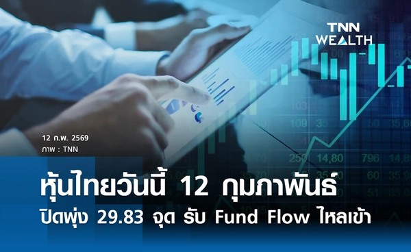 หุ้นไทยวันนี้ 12 กุมภาพันธ์ 2569 ปิดพุ่ง 29.83 จุด รับ Fund Flow ไหลเข้า
