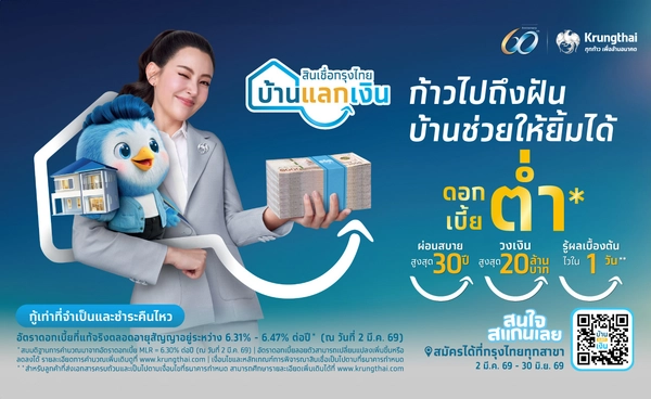 กลับมาอีกครั้ง!  “สินเชื่อกรุงไทยบ้านแลกเงิน”ดอกเบี้ยพิเศษ