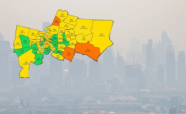 ค่าฝุ่นวันนี้ 14 กุมภาพันธ์ เปิด 12 เขต PM 2.5 สูงสุดใน กทม. รับวันวาเลนไทน์