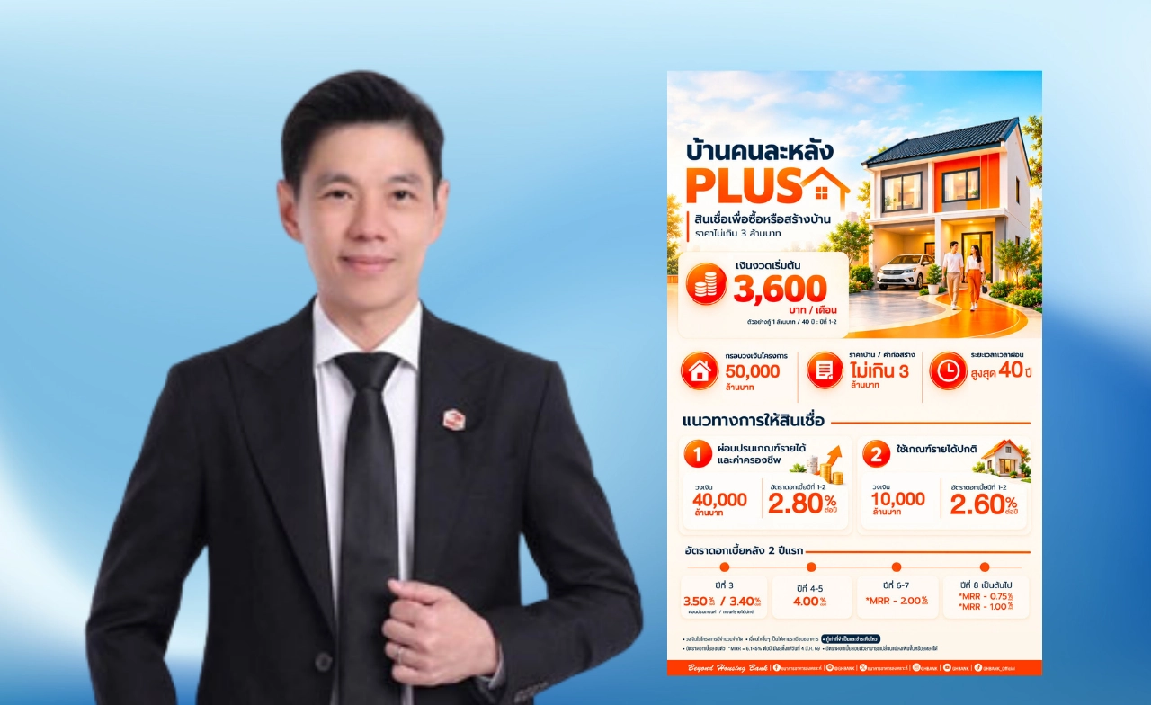ธอส. ปล่อยสินเชื่อ "บ้านคนละหลัง PLUS" ดอกเบี้ยต่ำ ผ่อนล้านละ 3,600 บาท