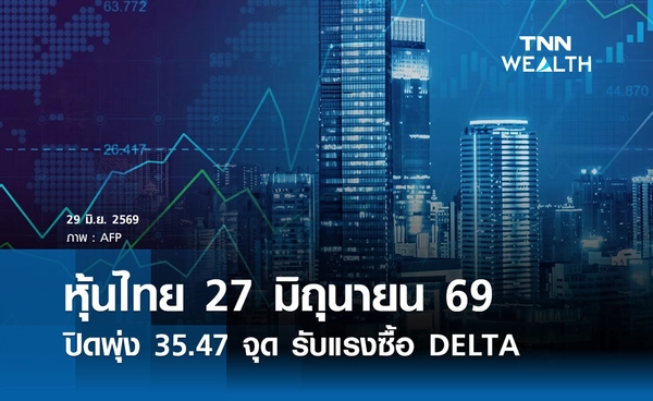 หุ้นไทยวันนี้ 27 มิถุนายน 2569 ปิดพุ่ง 35.47 จุด รับแรงซื้อ DELTA