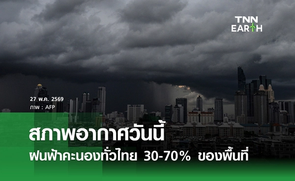 สภาพอากาศวันนี้ 27 พ.ค.69 ฝนตกทั่วไทย 30-70% ของพื้นที่
