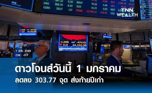หุ้นดาวโจนส์วันนี้ 1 มกราคม 2569 ลดลง 303.77 จุด ส่งท้ายปี 