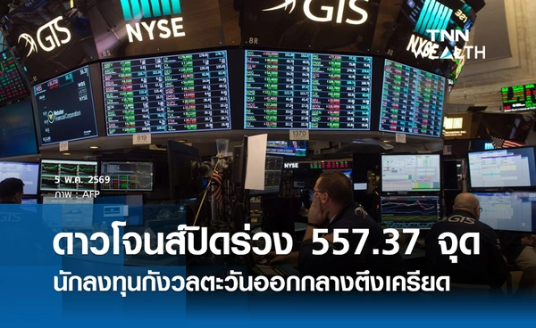 หุ้นดาวโจนส์วันนี้ 5 พฤษภาคม 2569 ปิดร่วง 557.37 จุด กังวลตะวันออกกลางตึงเครียด