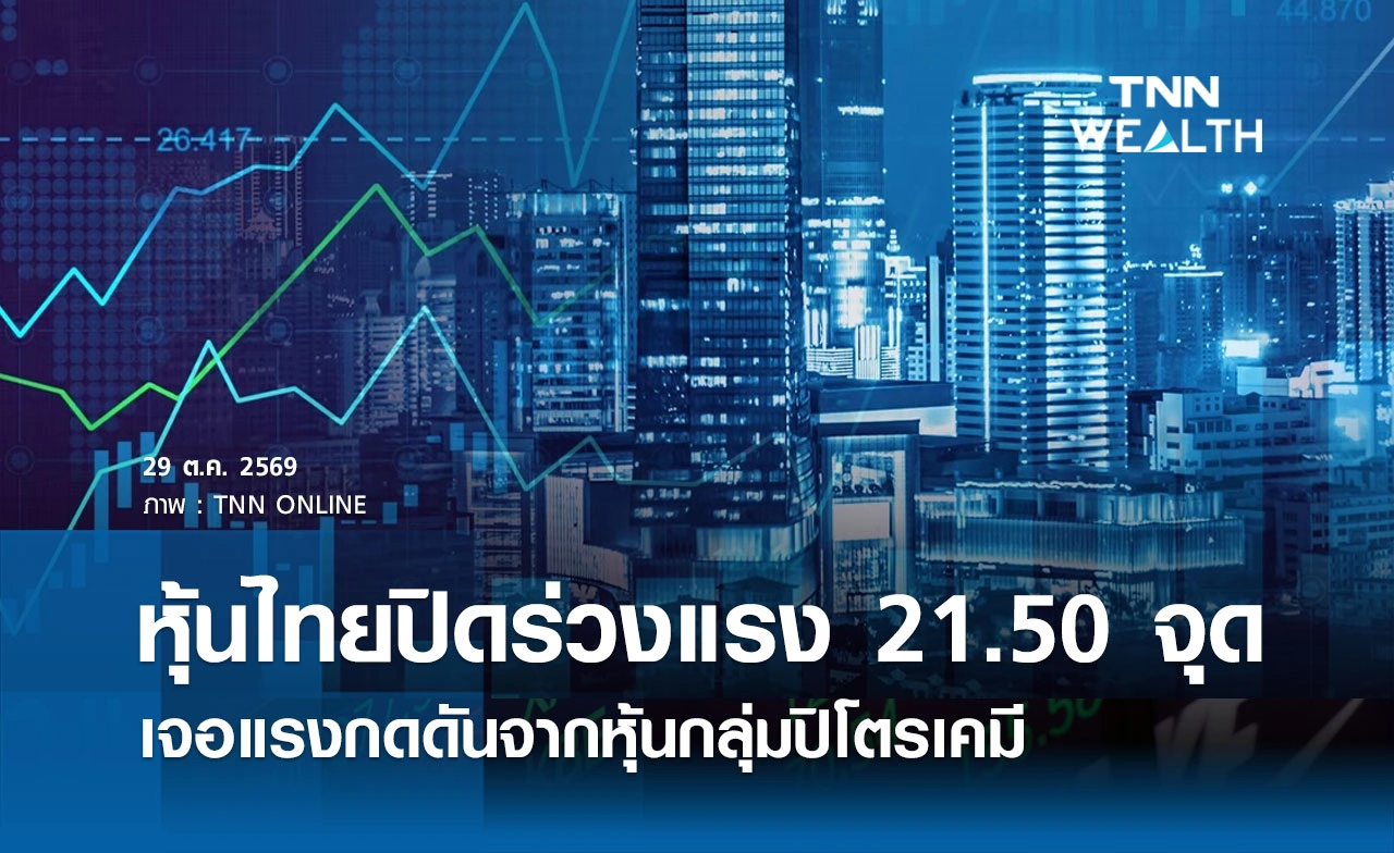 หุ้นไทยวันนี้ 29 ตุลาคม 2569 ปิดร่วงแรง 21.50 จุด เจอแรงกดดันจากหุ้นกลุ่มปิโตรเคมี