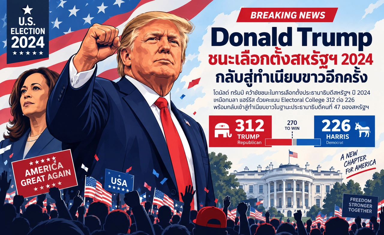 Donald Trump ชนะเลือกตั้งสหรัฐฯ 2024 กลับสู่ทำเนียบขาวอีกครั้ง (ทดสอบระบบ)