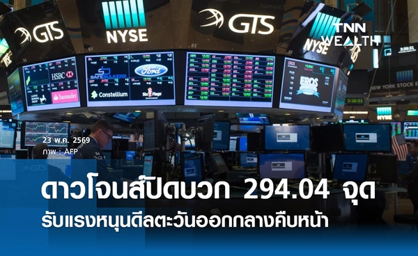 หุ้นดาวโจนส์วันนี้ 23 พฤษภาคม 2569 ปิดบวก 294.04 จุด รับแรงหนุนดีลตอ.กลางคืบหน้า