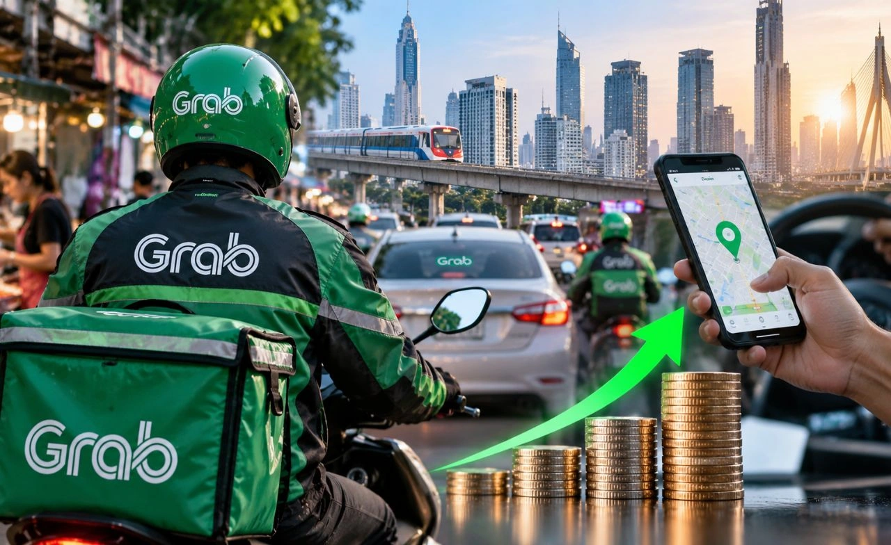 ยุคเงินทองหายากอาชีพขับ Grab โตแรงคนไทยแห่หารายได้เสริม