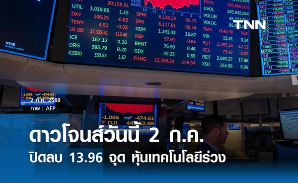 หุ้นดาวโจนส์วันนี้ 2 ก.ค. 2569 ปิดลบ 13.96 จุด หุ้นเทคโนโลยีร่วงกดดันตลาด