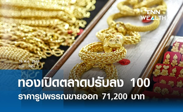 ราคาทองคำวันนี้ 16 พ.ค. 2569 เปิดตลาดปรับลง 100 รูปพรรณขายออก 71,200 บาท