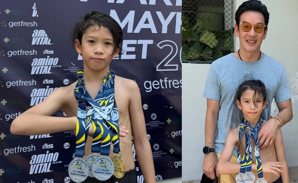 ฉายแววนักกีฬา "น้องโพธิ์” ลูก “พ่อชาคริต-แม่แอน” คว้า 4 เหรียญแข่งว่ายน้ำ