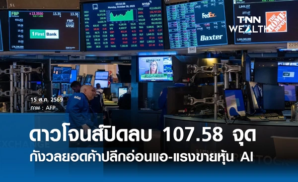 หุ้นดาวโจนส์วันนี้ 15 ส.ค. 2569 ปิดลบ 107.58 จุด กังวลยอดค้าปลีกอ่อนแอ-แรงขายหุ้น AI