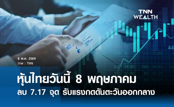 หุ้นไทยวันนี้ 8 พฤษภาคม 2569 ปิดลบ 7.17 จุด รับแรงกดดันตะวันออกกลาง