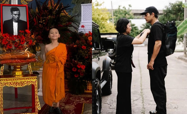 หนึ่งภาพล้านความรู้สึก “แหม่ม สุริญ”  ภรรยา ส่งเร ครั้งสุดท้าย ด้านลูกชายบวชหน้าไฟให้ 