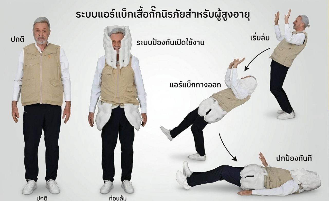เปิดตัวนวัตกรรมเสื้อกั๊กถุงลมนิรภัยสำหรับผู้สูงอายุที่เสี่ยงหกล้ม