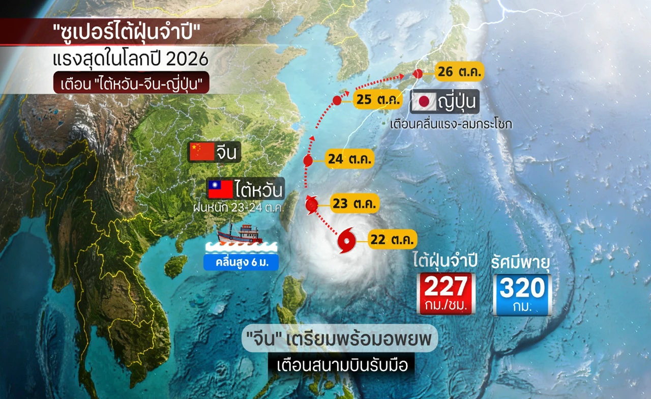 "ซูเปอร์ไต้ฝุ่นจำปี"แรงสุดในโลกแทบกลืนทั้ง"ไต้หวัน"
