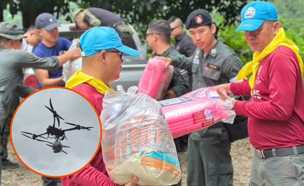 ในหลวงทรงห่วงใยน้ำท่วมน่าน ตชด.ใช้โดรนพระราชทานส่งของช่วย 200 ครัวเรือน