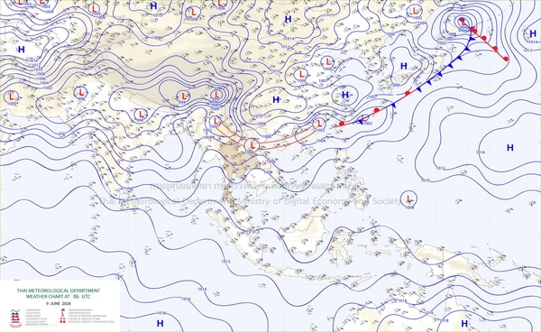 กรมอุตุฯ เตือน 49 จังหวัด รับมือฝนตกหนักพรุ่งนี้ (10 มิ.ย.)