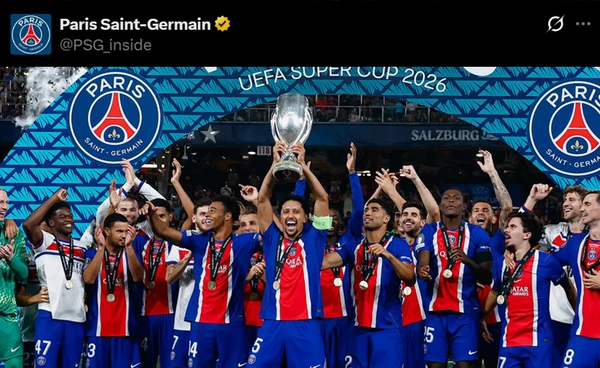 ผลฟุตบอล ยูฟ่า ซูเปอร์ คัพ 2026 : เปแอสเชดับวิลล่า 2-1 ผงาดแชมป์สองปีติด