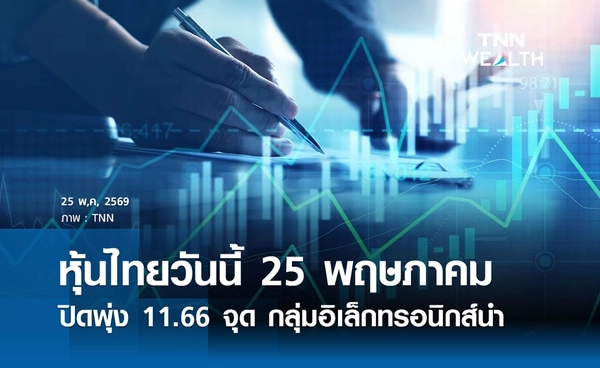หุ้นไทยวันนี้ 25 พฤษภาคม 2569  ปิดพุ่ง 11.66 จุด กลุ่มอิเล็กทรอนิกส์นำตลาด
