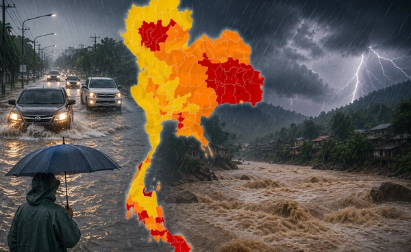 เปิดรายชื่อจังหวัดเสี่ยง! อุตุฯ พยากรณ์ 24 ชม. ข้างหน้า ฝนกระหน่ำ-ระวังน้ำท่วมฉับพลัน
