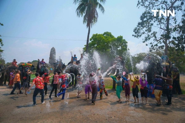 รูป-สีสันกรุงเก่า ช้าง 10 เชือกเพนต์ลายสวยงาม ร่วมเล่นน้ำรับมหาสงกรานต์อยุธยาปี 69-8