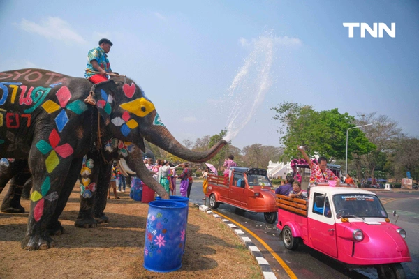 รูป-สีสันกรุงเก่า ช้าง 10 เชือกเพนต์ลายสวยงาม ร่วมเล่นน้ำรับมหาสงกรานต์อยุธยาปี 69-6