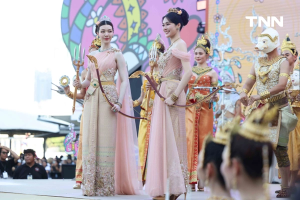 รูป-หลิง-ออม สวมบทเป็นนางรากษสเทวี นางสงกรานต์ประจำปี 2569 ในชุดไทยประยุกต์ร่วมฉลองวันปีใหม่ไทย-12