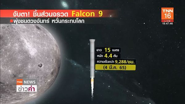 จับตา! ชิ้นส่วนจรวด Falcon 9 ของ SpaceX พุ่งชนดวงจันทร์ หวั่นกระทบโลก