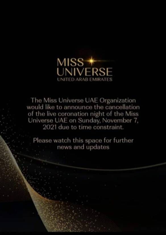 เวทีประกวด Miss Universe UAE ล่มกะทันหันก่อนถึงเวลาจัดงานไม่กี่ชั่วโมง