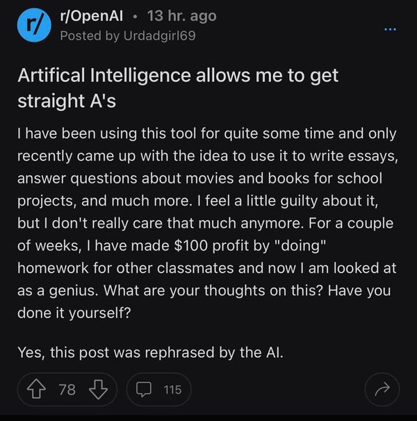 สมาชิก Reddit เผย ใช้ AI ช่วยเขียนรายงาน พร้อมหารายได้จากการ รับจ้างทำการบ้าน ด้วย