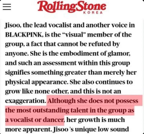 BLINK ขอให้นิตยสาร The Rolling Stone ขอโทษ จีซู และ ลิซ่า จากการเขียนบทความที่ไม่ให้เกียรติ 2 ไอดอล