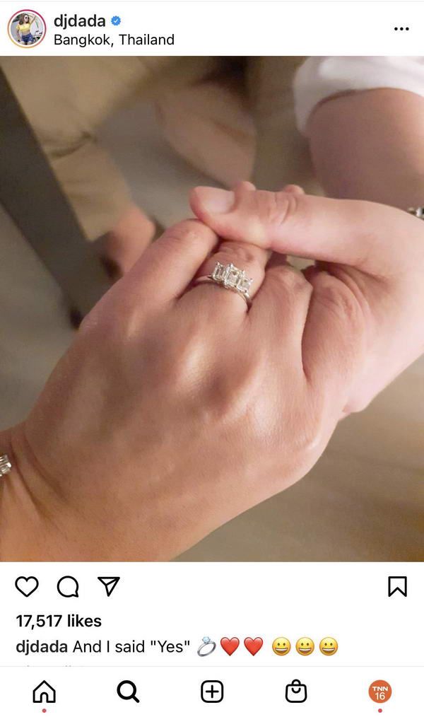 สละโสดอีกคน! ดีเจดาด้า เซย์เยส หลังแฟนหนุ่มชาวเกาหลีสวมแหวนขอแต่งงาน