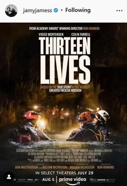 เจมส์ ธีรดนย์ ดีใจ ภาพยนตร์ Thirteen Lives กระแสดี (มีคลิป)