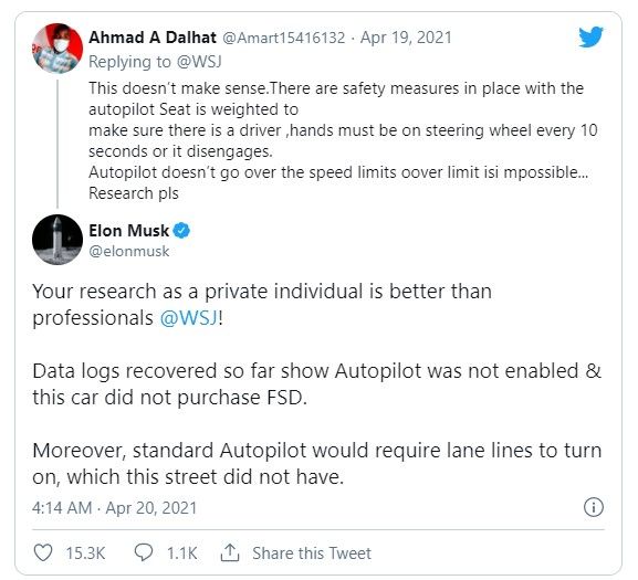 Elon Musk ระบุ !! รถ Tesla ที่ระเบิดไม่ได้เปิดให้ขับอัตโนมัติ