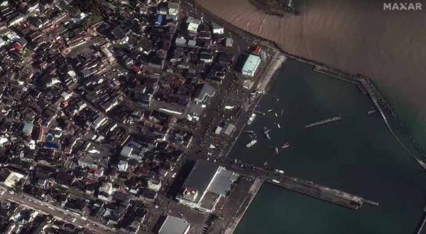 เปิดภาพถ่ายดาวเทียม ความเสียหายญี่ปุ่นแผ่นดินไหวรุนแรง อาคารบ้านเรือนถูกทำลายยับเยิน