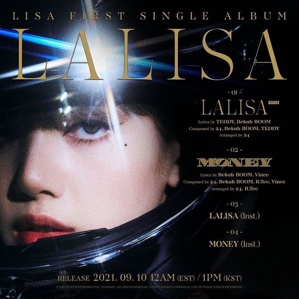 ลุคของ ลิซ่า ยังปังไม่เลิกในโปสเตอร์เผยชื่อเพลงใหม่ล่าสุดของซิงเกิลอัลบั้ม LALISA 